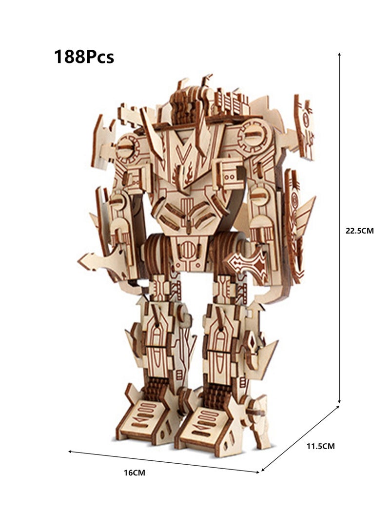 Children's Educational Toy Laser Wooden 3D Assembly Model Robot(Bumblebee 188Pcs) - Image 2